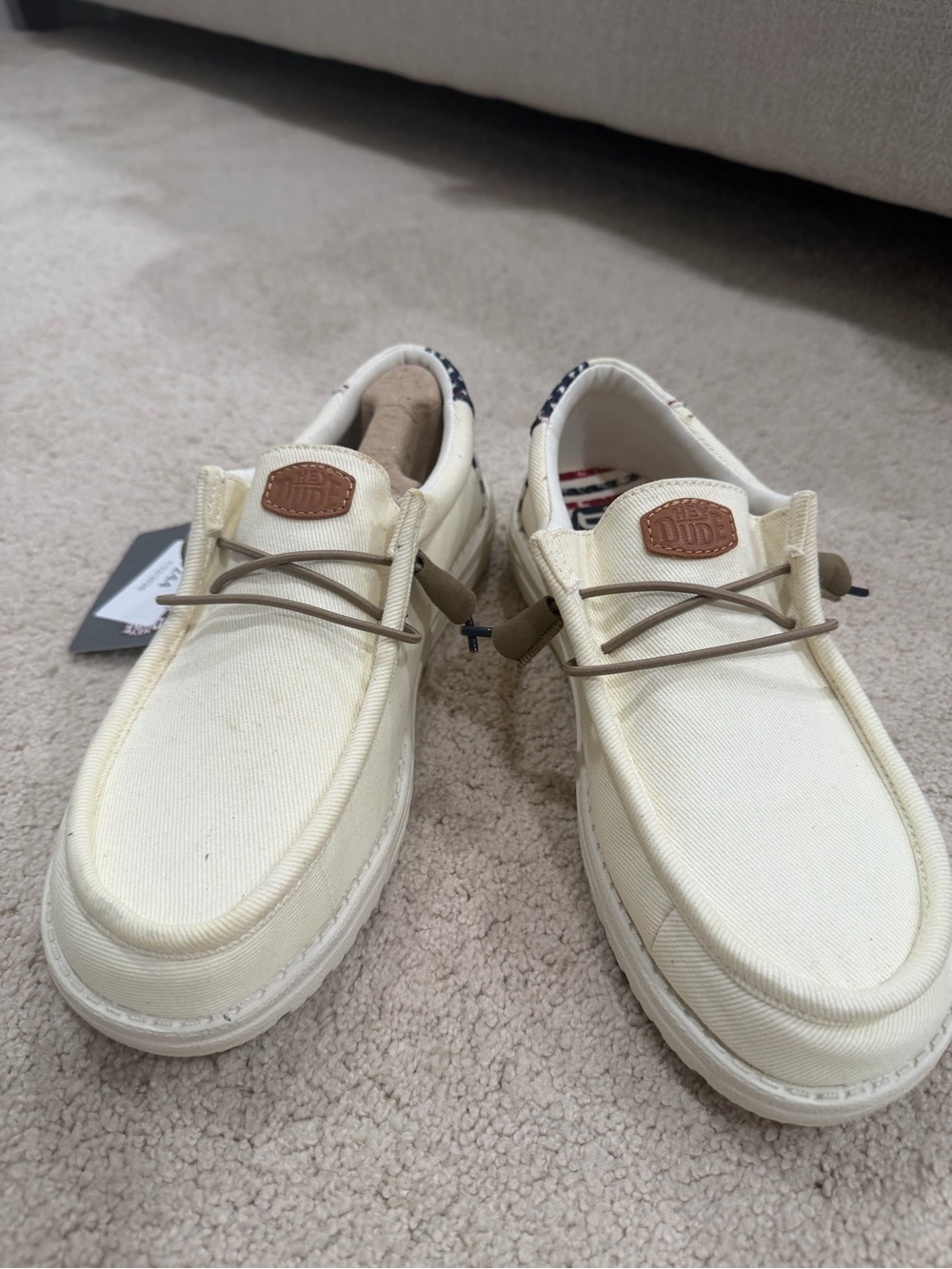 Hey Dude Wally Americana II Bone white Canvas Slip-On Boat Shoes